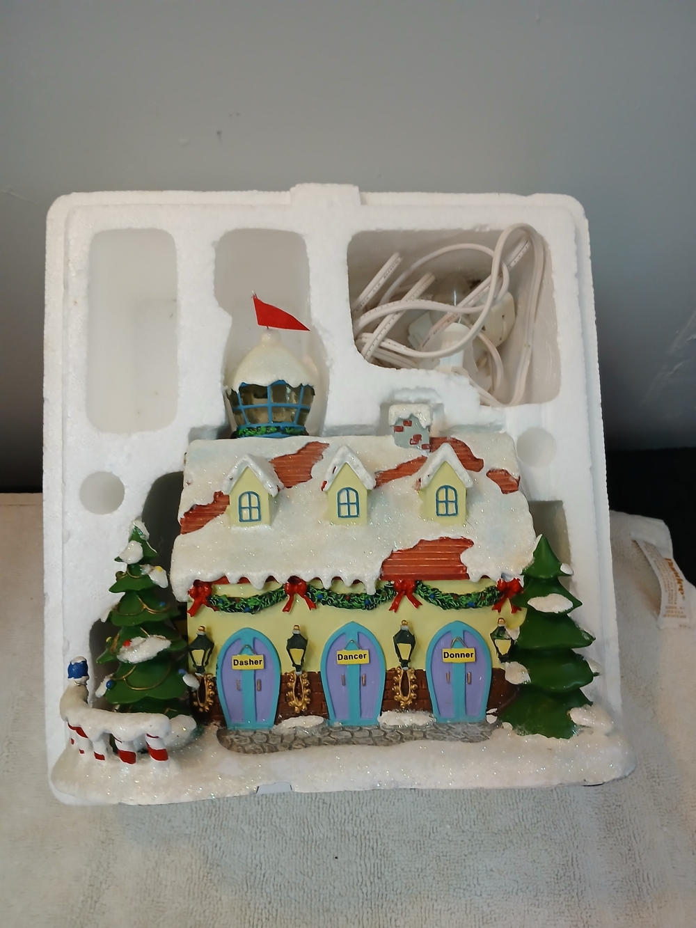 Holiday Village Light-Up Snowy Cottage Decoration - White